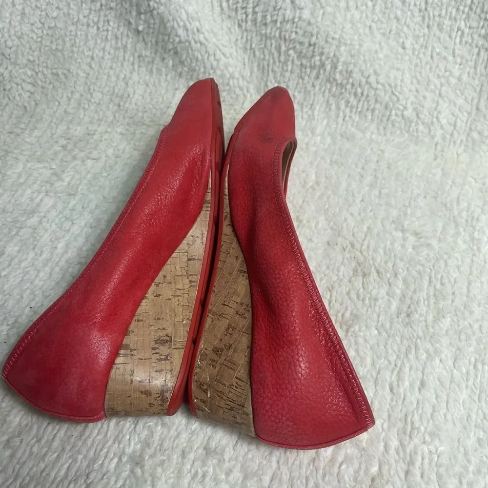 Cole Haan Nike Air leather blood orange Peep Toe Wedge Shoes SZ10B